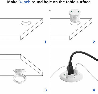 3 inch Desktop Power Grommet USB C, 40W Fast Charging Station, Furniture - Image 5