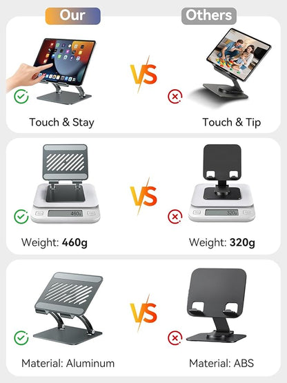 tounee Tablet Holder Stand, Dual Rod Adjustable Aluminum Desktop Stand - Image 5