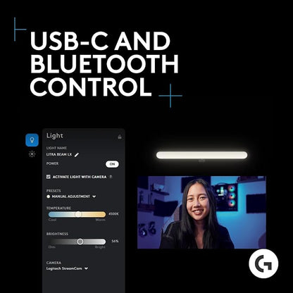 Logitech G Litra Beam LX Premium Dual-Sided RGB LED Streaming Key Light + C920X - Image 6