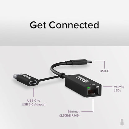Plugable 2.5G USB-C and USB to Ethernet Adapter – Dual-Connector 2-in-1 USB-C - Image 2
