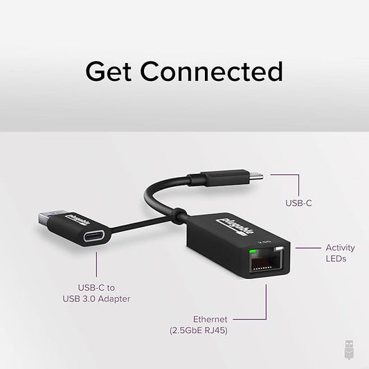 Plugable 2.5G USB-C and USB to Ethernet Adapter – Dual-Connector 2-in-1 USB-C - Image 2