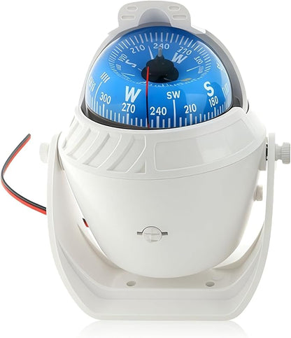 Boat Compass with Magnetic Declination Adjustment, Pivoting Marine Compass by WOKYO