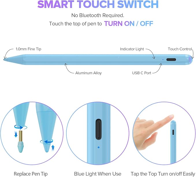 Stylus Pen for iPad with Palm Rejection, Active Pencil Compatible with Apple - Image 5