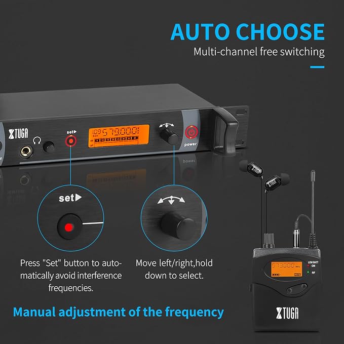 XTUGA RW2080 Wireless in Ear Monitor System 8 Bodypacks UHF IEM System - Image 4
