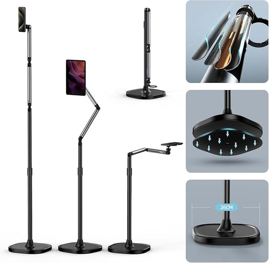 TELESIN° Magnetic Phone Tablet Floor Stand, Aluminum Alloy Phone Holder Stand by telesin