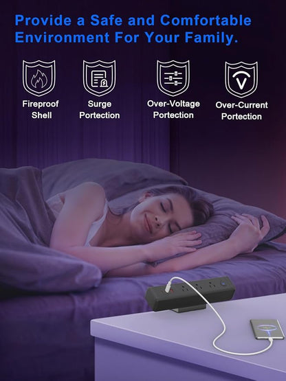 Desk Clamp Power Strip with 65W USB-C&USB A Ports 3 AC Outlet, Nightstand Edge - Image 5