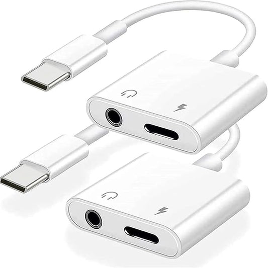 2Pack iPhone 16 15 Headphone Adapter, 2 in 1 USB C to 3.5mm Aux Audio Dongle by lezaface