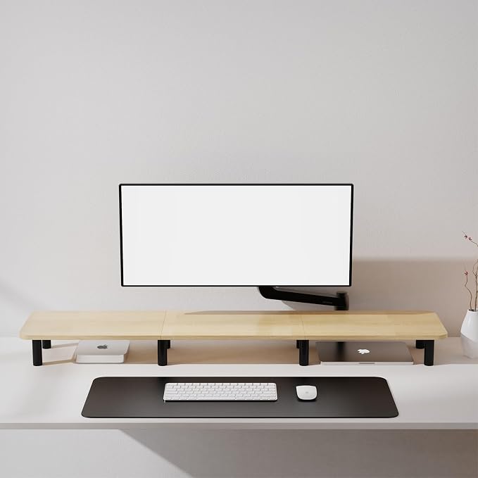 Large Extra Long Monitor Stand Riser 43.7in, Dual Monitor Riser, Wide TV Stand - Image 2