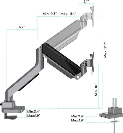 ARES WING Single Monitor Arm, Heavy Duty Adjustable Monitor Arm - Image 2