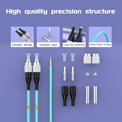 OM3 FC/UPC to ST/UPC Fiber Patch Cable 60Meters 196ft 10BG Multimode Duplex - Image 4