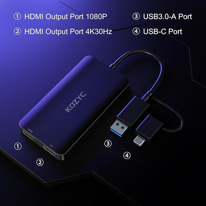 USB 3.0 to HDMI Splitter Extended Display Dual Monitors, USB 3.0-A/C to Dual - Image 3