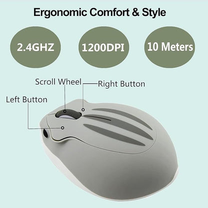 Wireless Mouse Cute Hamster Shape Silent Click Portable Compact Optical 1200DPI - Image 5