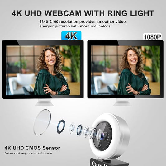 4K Webcam with Light, HD Webcam - Image 2