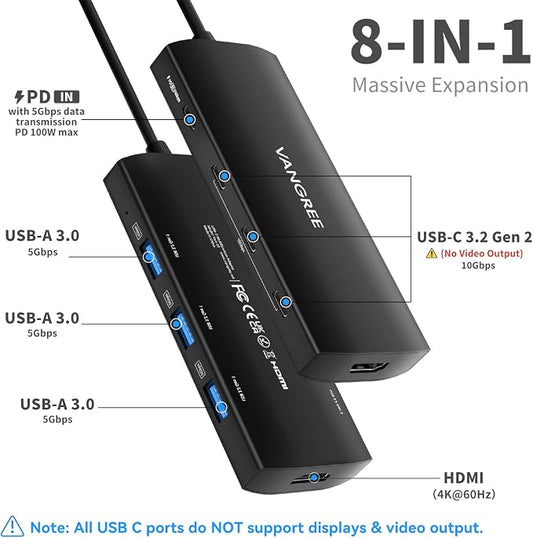 USB C to USB C Hub 10Gbps, 3 USB 3.2 Gen 2 Ports, 4K@60Hz HDMI, 100W PD - Image 2