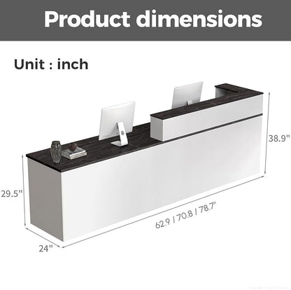 Reception Desk with Counter, Modern Front Desk Reception Counter with Keyboard - Image 7