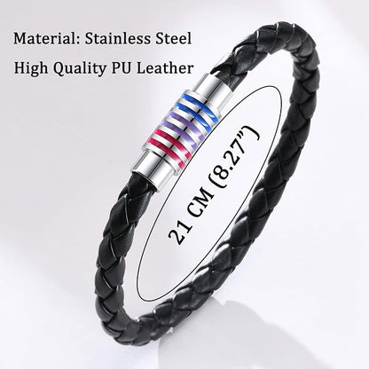 Nanafast Titanium Stainless Steel Rainbow LGBT Pride Bracelet Handmade Braided - Image 2