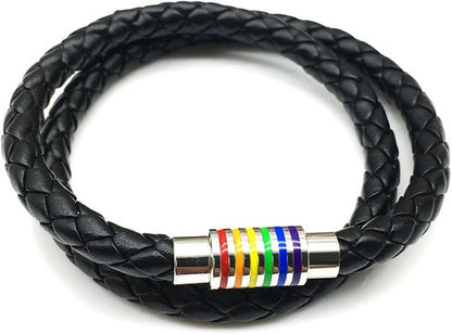 Nanafast Titanium Stainless Steel Rainbow LGBT Pride Bracelet Handmade Braided - Image 3