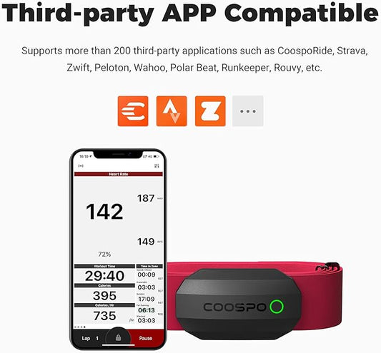 COOSPO Bluetooth Heart Rate Monitor Chest Strap H808S, ANT+ BLE HR Monitor Chest - Image 2