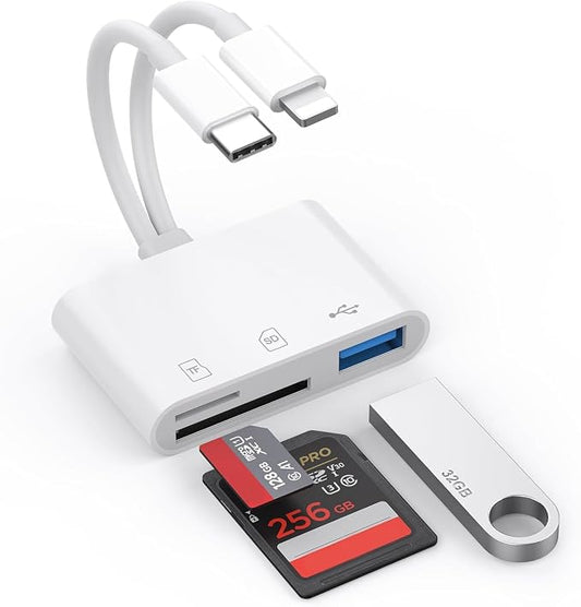 SD Card Reader for iPhone iPad Mac, Lightning & USB-C Dual Connectors Memory by Aplimln