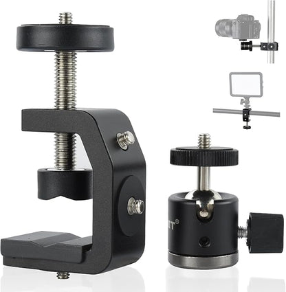 UTEBIT Super Clamp Mount with Mini Ball Head Mount, 1/4 Screw Hot Shoe Adapter by UTEBIT