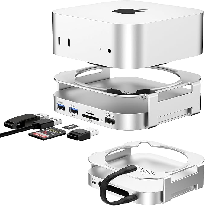 M-ac Mini M4 Dock with 4TB Sam-Sung T7 Portable SSD Enclosure, 7-in-1 Aluminum by Unknown