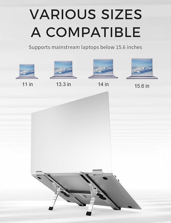 Junfire Foldable Laptop Stand for Travel, Aluminum Stable Ergonomic Laptop Riser - Image 6