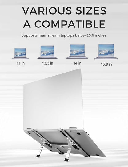 Junfire Foldable Laptop Stand for Travel, Aluminum Stable Ergonomic Laptop Riser - Image 6