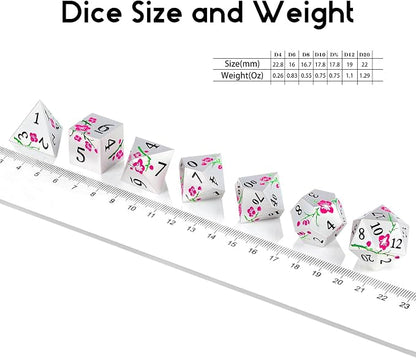 Metal Dungeons and Dragons Dice DNDND 7 PCS Heavy Metallic Flower D&D Dice Set - Image 7