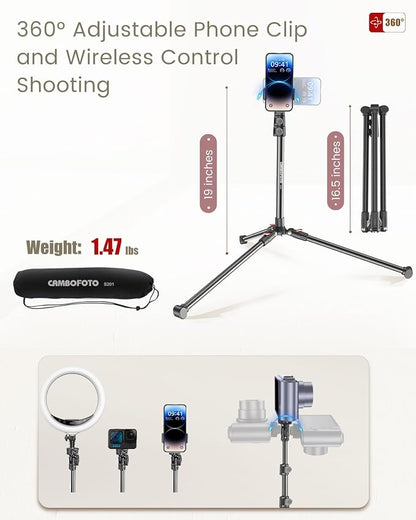 87" Phone Tripod, Overhead Flexible Tall Tripod Stand - Image 6