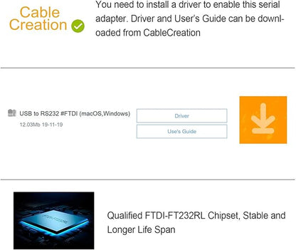 CableCreation USB to RS232 Serial Adapter, USB to RS232 Gold Plated DB9 Serial - Image 6