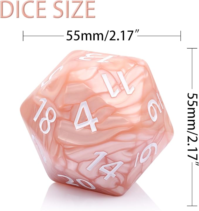 20 Sided DND Dice, D20 Giant Polyhedral Dice, 55mm Titan Large Pearl Color D20 - Image 2