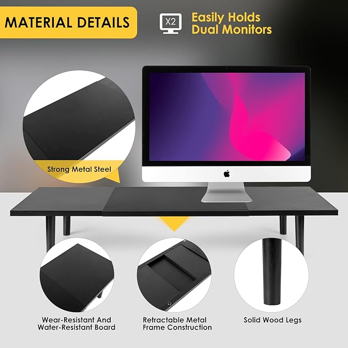 Dual-Monitor-Stand-Riser-For-Desk Adjustable Length 32-40 Inch，Large Desktop - Image 4