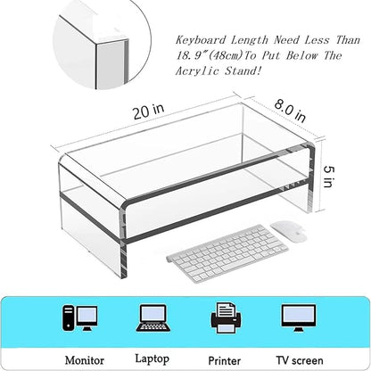 Acrylic Monitor Stand, 2 Tier Computer Monitor Stand Riser，20 inch Acrylic - Image 2