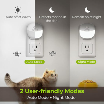 AUVON Plug in Night Light with Motion Sensor and Dusk to Dawn Sensor, Mini Cool - Image 2