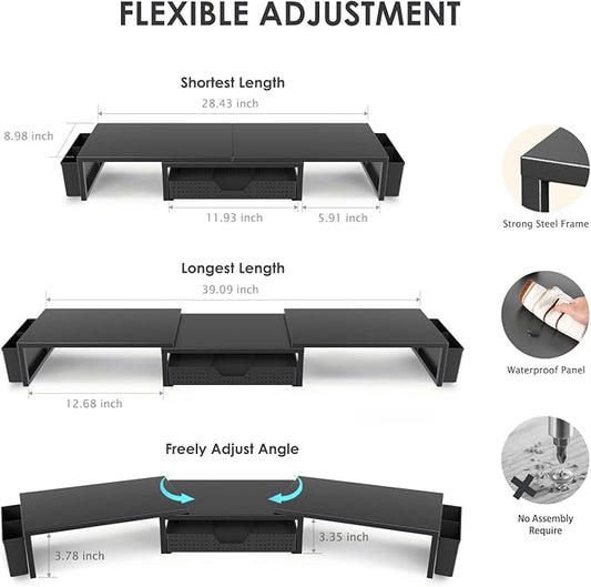 OPNICE Desk Organizers and Accessories, Dual Monitor Stand Riser - Image 2