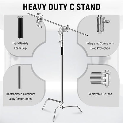 C Stand with Boom Arm Professional Heavy Duty Light Stand with 10.8ft Vertical - Image 2