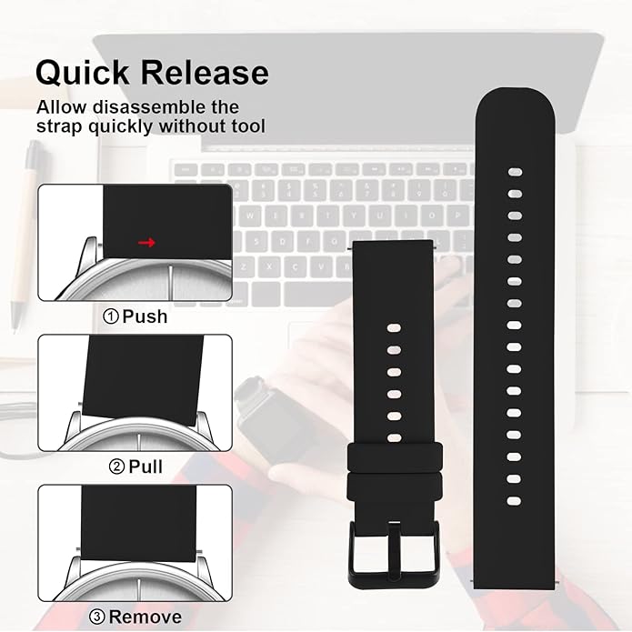 TIESOME Silicone Watch Bands, Quick Release Waterproof Soft Rubber Replacement - Image 2