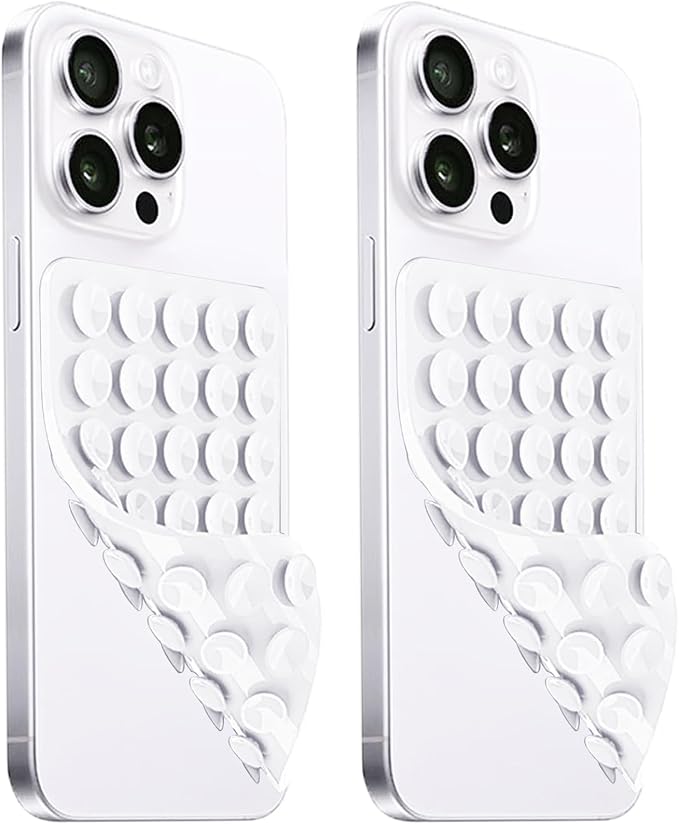 2 Pack Silicone Suction Cup Phone Case Mount Double Sided, Hands-Free Strong by LvShuLiangPin