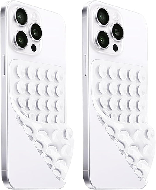 2 Pack Silicone Suction Cup Phone Case Mount Double Sided, Hands-Free Strong by LvShuLiangPin