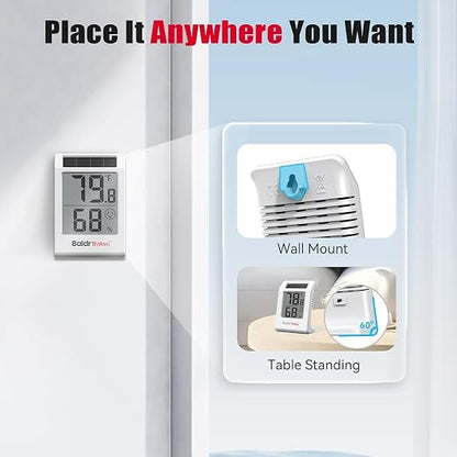2.2'' Digital Thermometer and Hygrometer Meter, Solar-Powered Indoor - Image 9