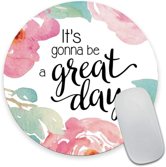 Mouse Pad, Inspirational Quote Floral Mouse Pad, Quote Great Day Mouse Pad by Armanza