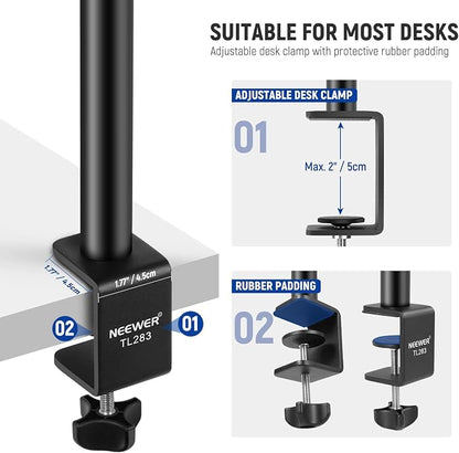 NEEWER Camera Desk Mount with Holder & 360° Ball Head, Desktop Stand 6.6lb/3kg - Image 5