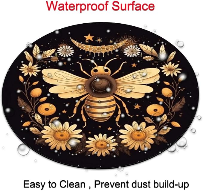 Bees Round Mouse pad Customized Mousepad Non-Slip Rubber Base Mouse Pads - Image 4