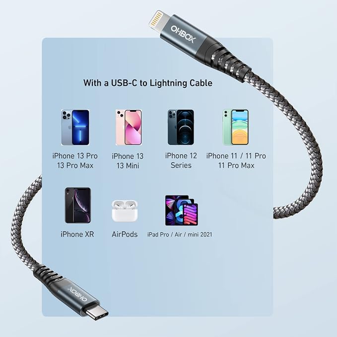 ohbox Long USB C to Lightning Cable 10FT 3Pack iPhone Charger Fast Charging - Image 6