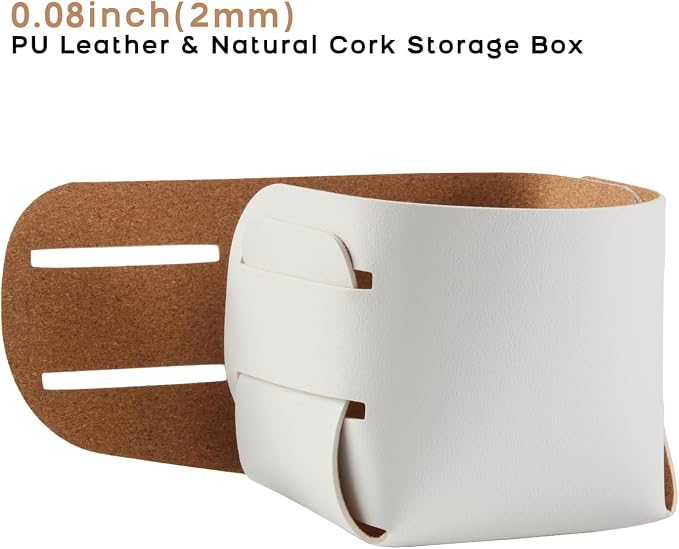 HOMIEAZICOZI 2-Pack Cork Leather Desk Accessories Storage - Image 2