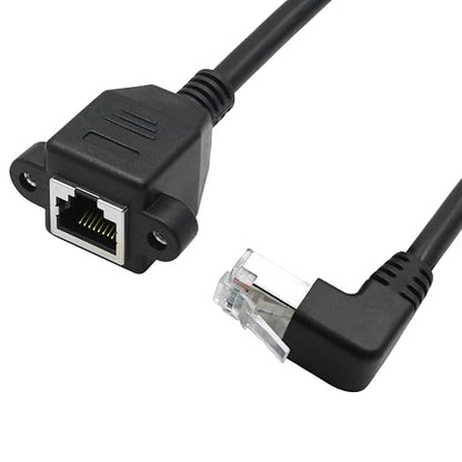 2Pcs 90 Degree Cat6 Ethernet Extension Cable 1FT, Up Angle RJ45 Male to Female - Image 3