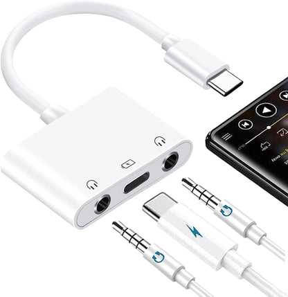 USB C to 3.5mm Audio Adapter, 3-in-1 Aux to USB C Headphone Splitter by Ceotsak
