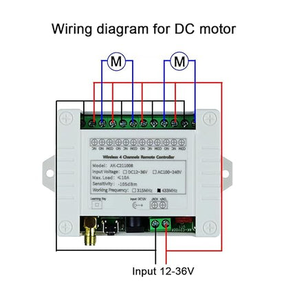 DC 12V 24V 36V 4CH Remote Control Switch 433Mhz 10A Wireless Remote Control - Image 7