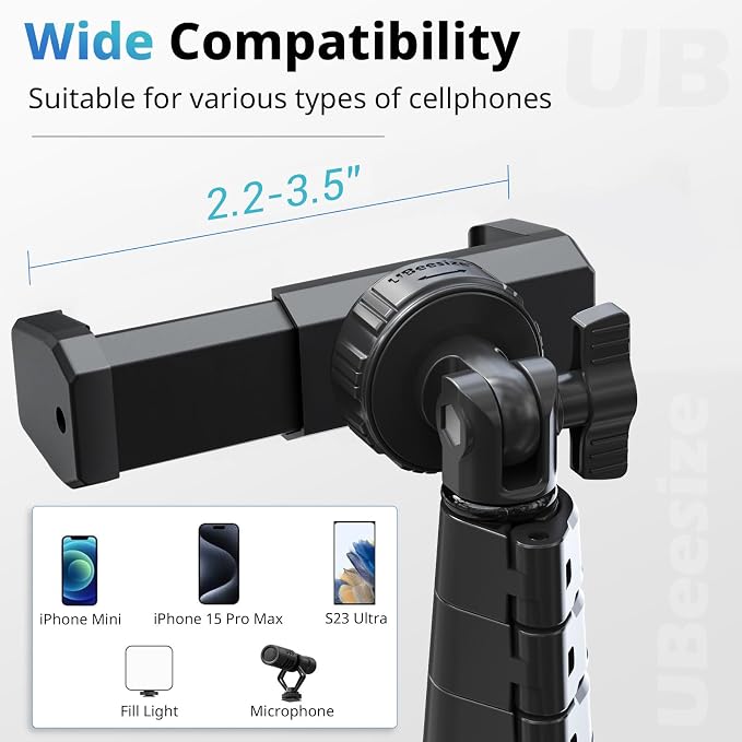 UBeesize 62" Phone Tripod & Selfie Stick, Camera Tripods Stand - Image 3
