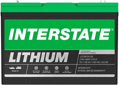 Interstate Batteries 12V 100Ah Group Size 27M Lithium Marine/RV Deep Cycle by InterstateBatteries